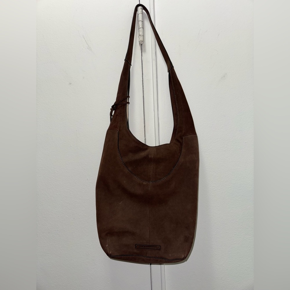 Y2K Lucky Brand Suede Chocolate Brown Hobo Bag with Tassel - Picture 5 of 6